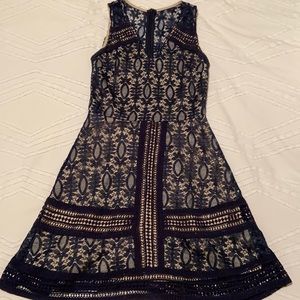 Navy lace overlay dress